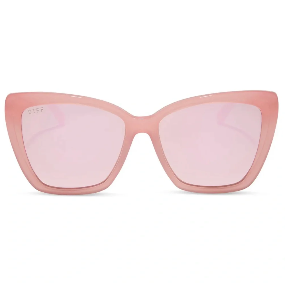 DIFF Becky II Sunglasses Peach Frame Cherry Blossom Mirror Lens Cat Eye NWT